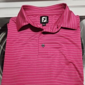 Men's Footjoy Golf Polo Size Large Pink Striped